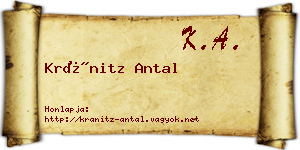 Kránitz Antal névjegykártya